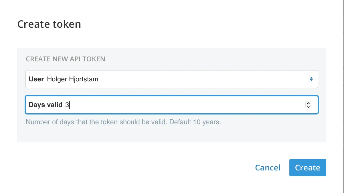 Creating an API token in vScope