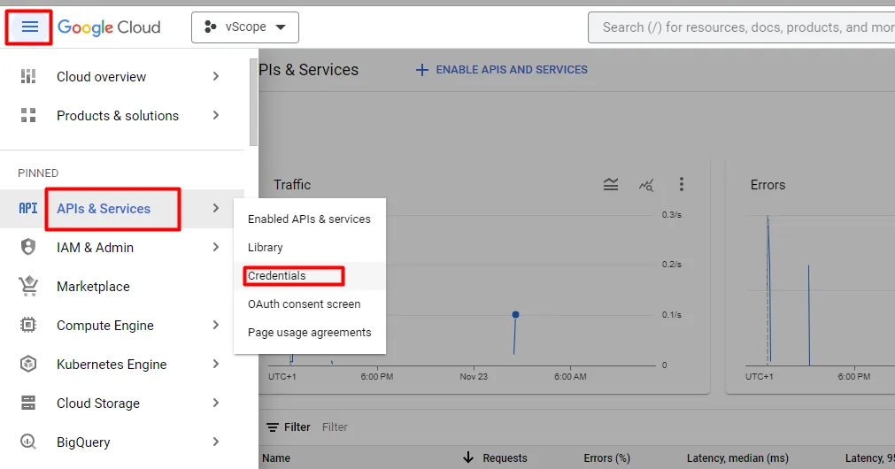 APIs and Services Credentials Google Workspace