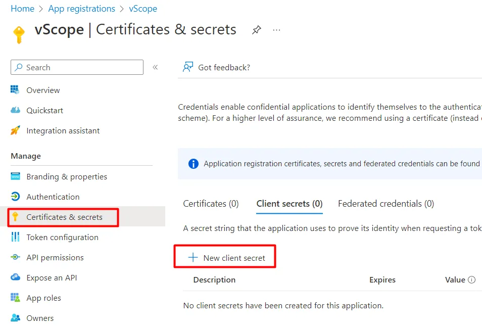 Azure managing certificates and secrets