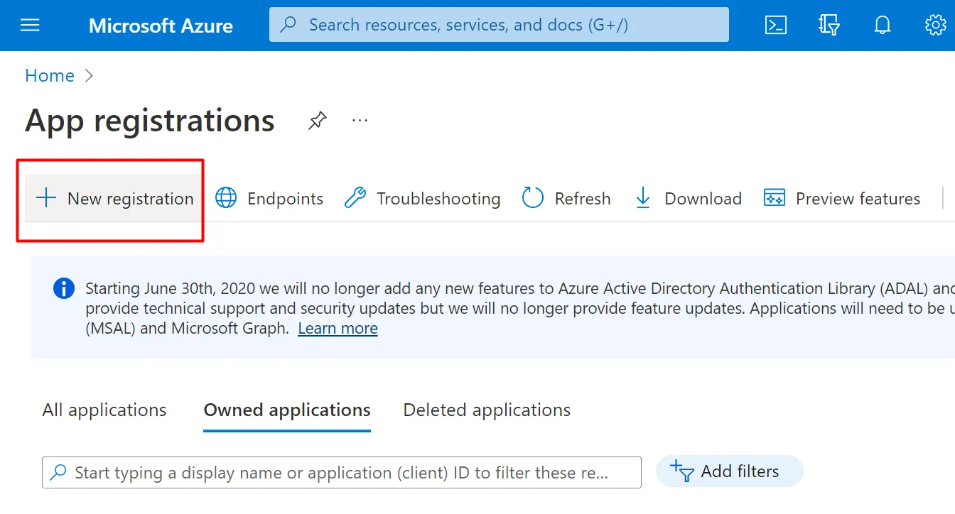 Screenshot of Azure Portal