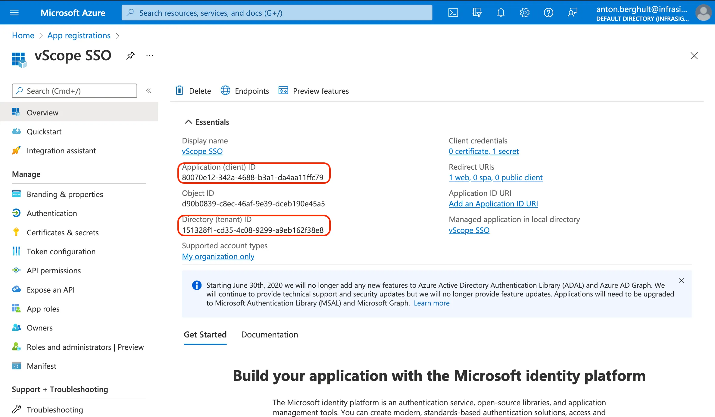 Finding application client and tenant ID in Microsoft Entra ID