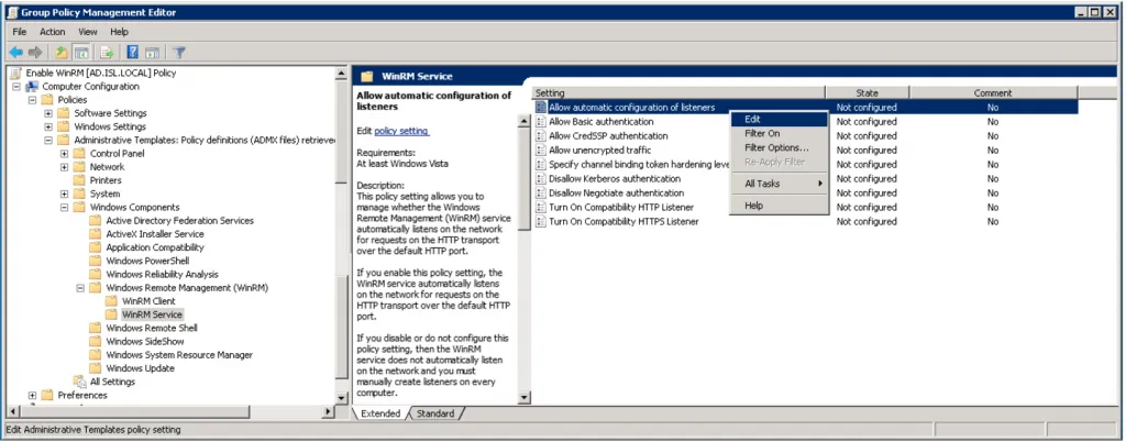 Configure the WinRM listener