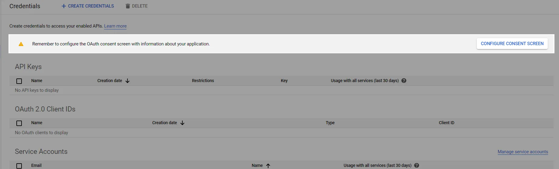 Configuring Consent Screen Google Workspace