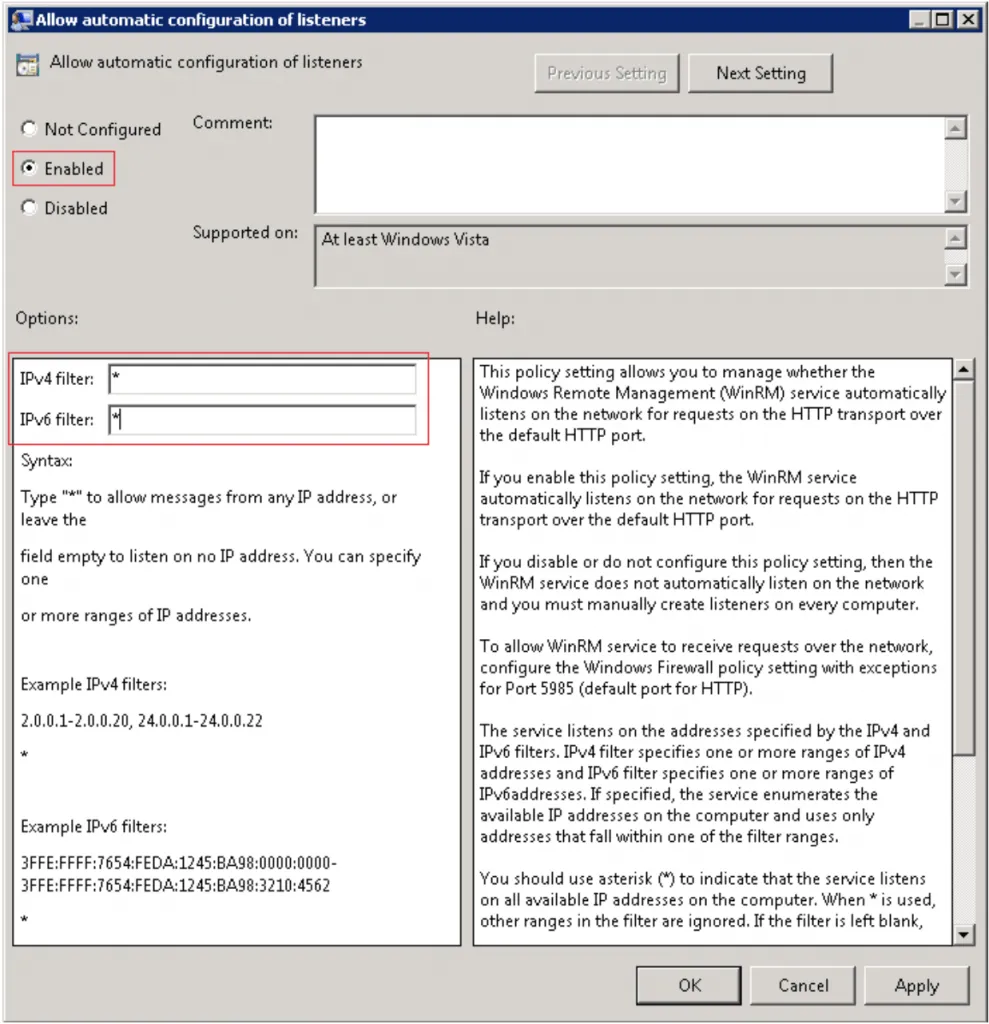 Configure WinRM listener