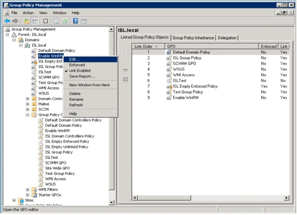 Creating a GPO for WMI and WinRM permissions