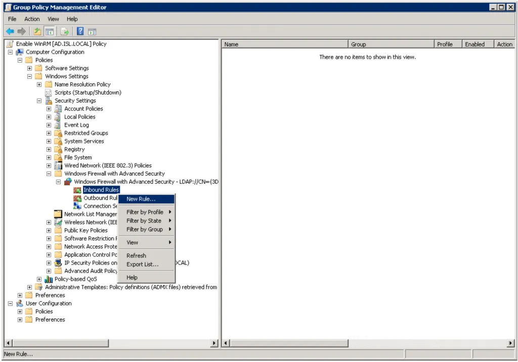 How to open ports for winrm in firewall windows