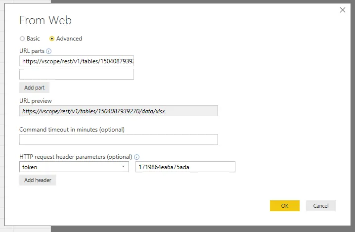 Fetching data from Web to Power Bi for vScope