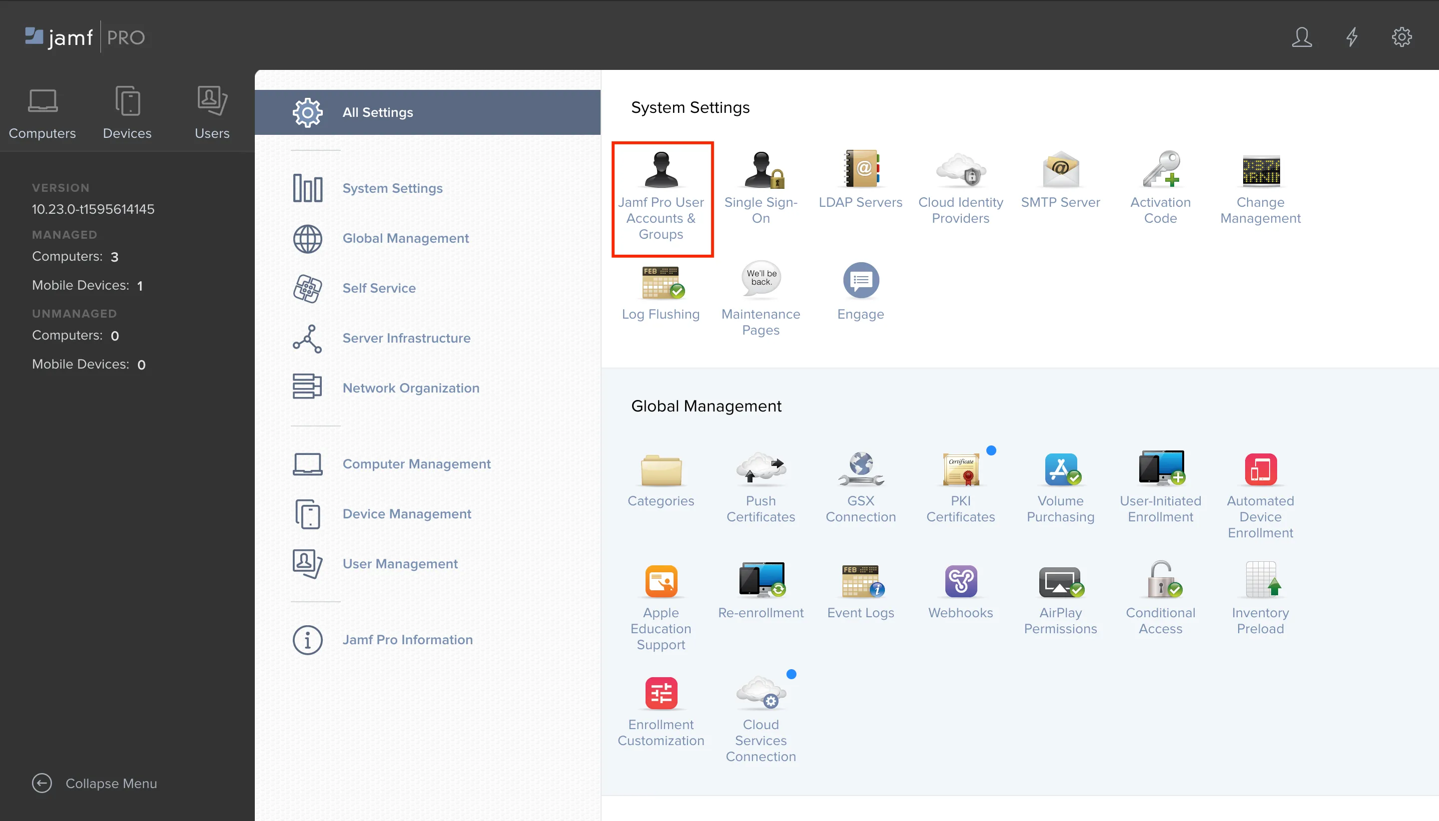 Navigating System Settings User Accounts &#x26; Groups Jamf Pro