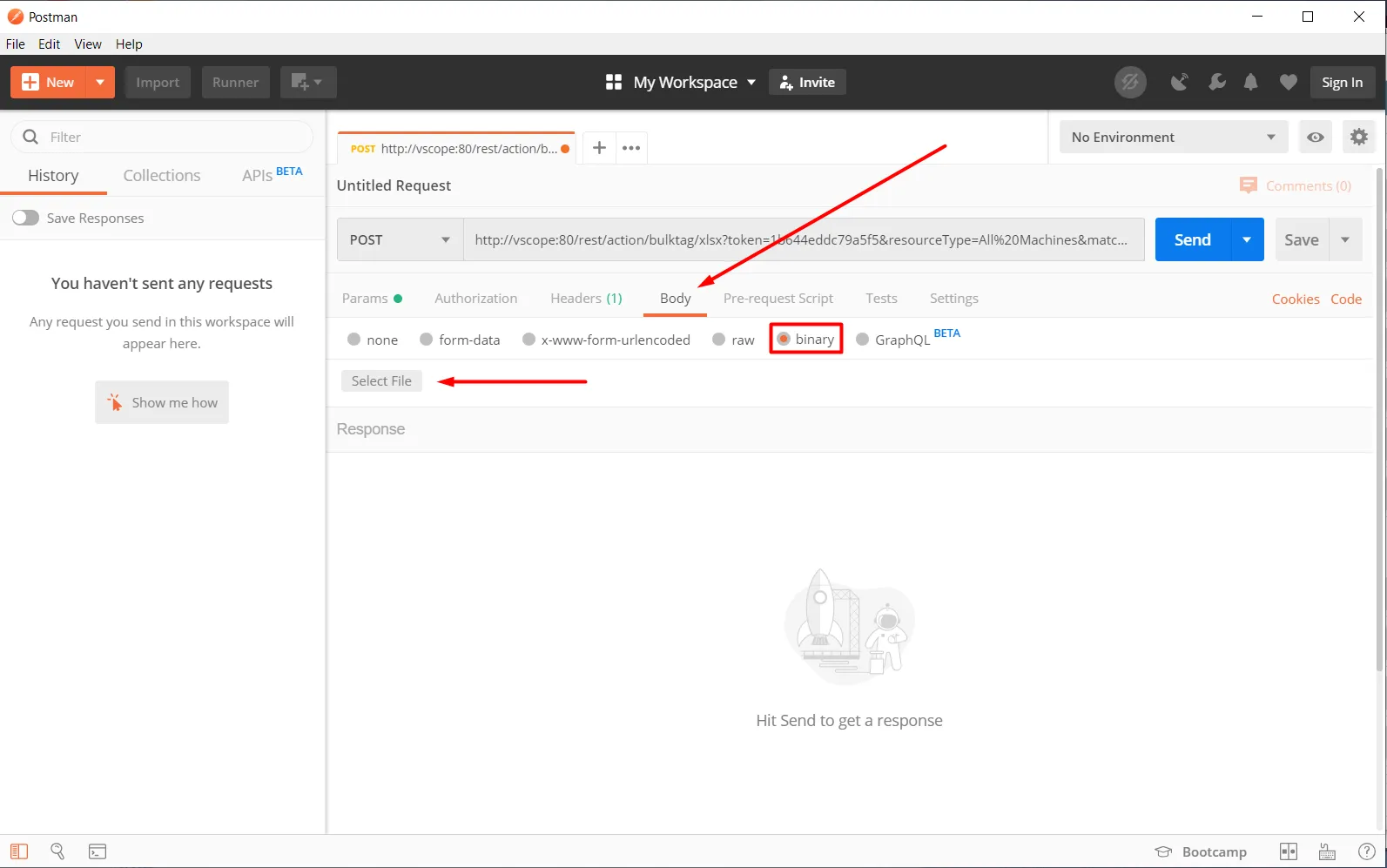 Upload xlxs file to Postman