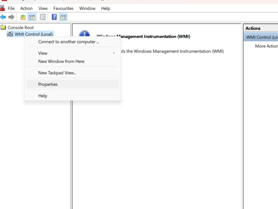 WMI Control Properties for settings up WMI on target machine