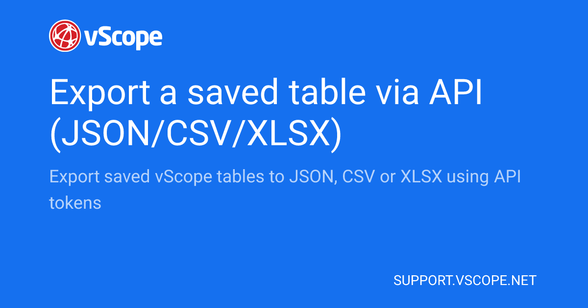 Export a saved table via API (JSON/CSV/XLSX) | vScope Support Page