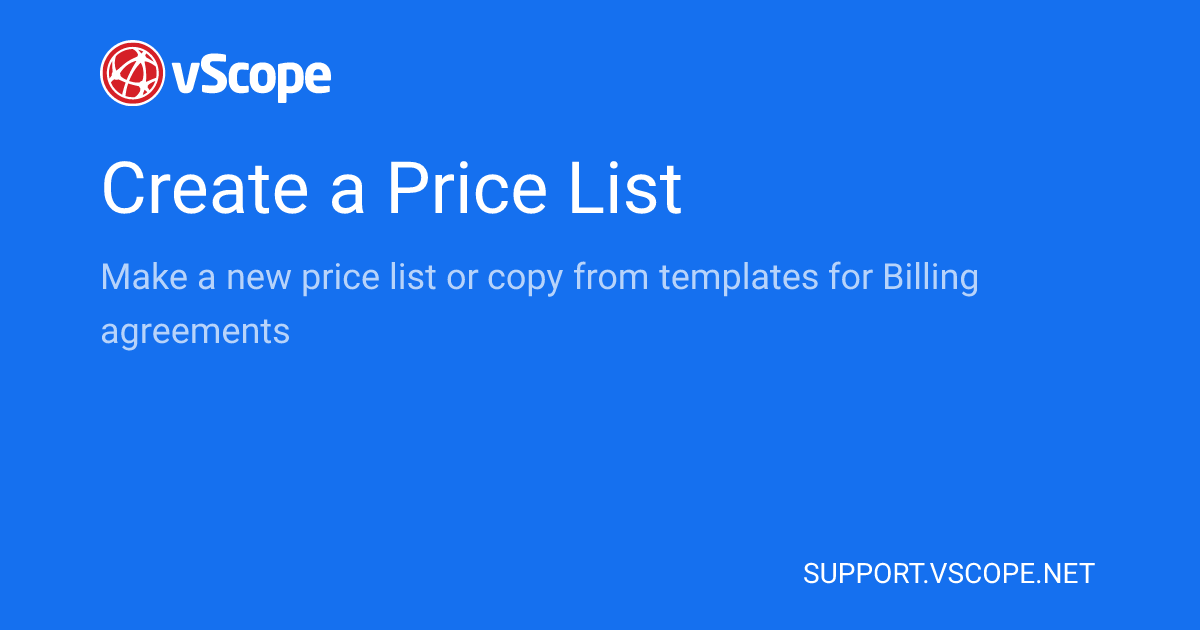 Create a Price List | vScope Support Page